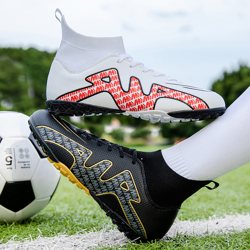 High-Top-Fußballschuh für Jungen und Mädchen, TF, gebrochener Kunstrasen, AG-Nagellederfuß, Jugend-Studenten-Trainingsschuhe_voghion.com