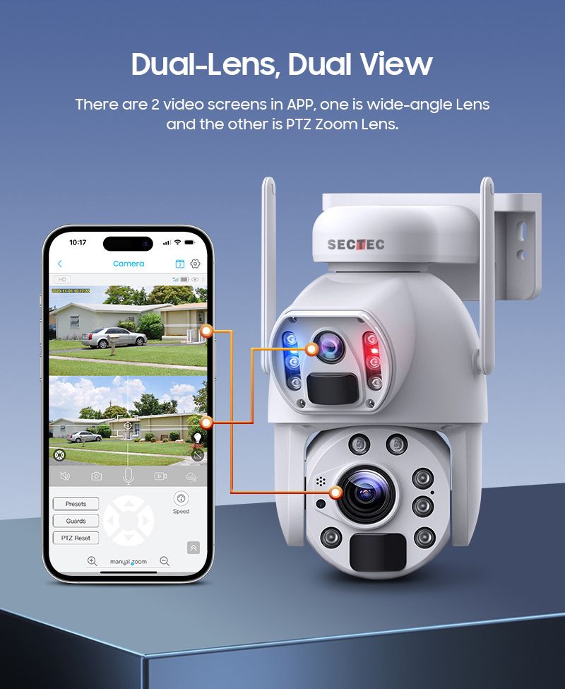 Outdoor Solar Low Power Wireless 4G Surveillance Dual Camera Binocular Smart Camera 20x Zoom Ball Machine_voghion.com