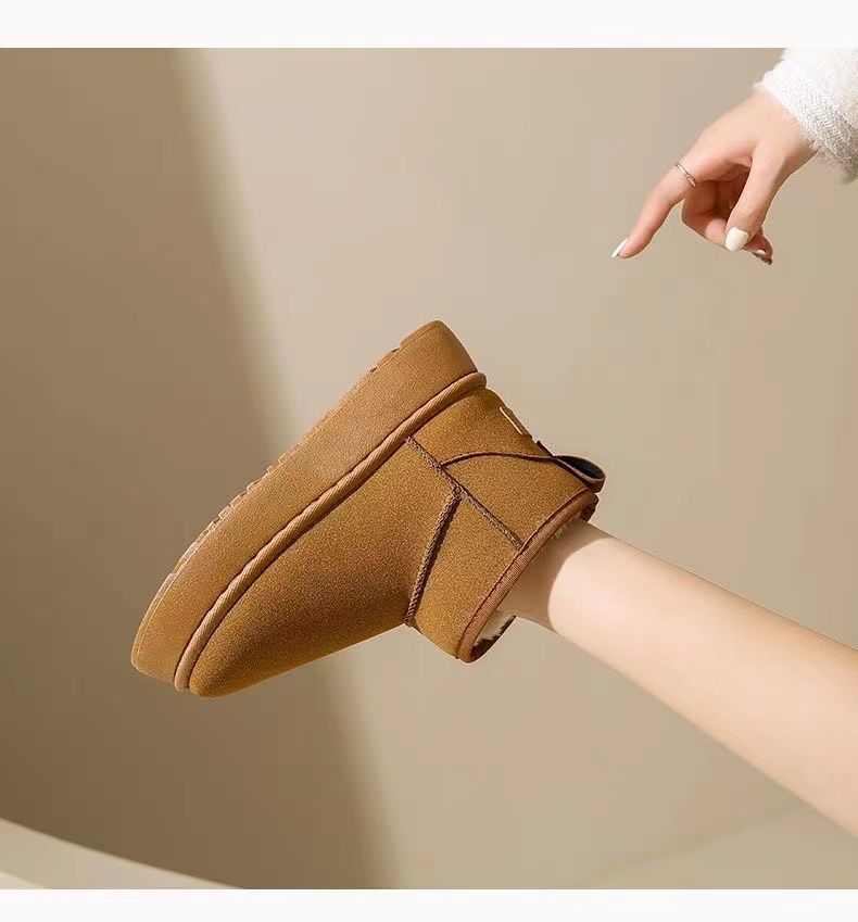 Stivali da neve antiscivolo con suola spessa per donna 2025 Nuove scarpe invernali calde slip-on in cotone spesso e morbido_voghion.com