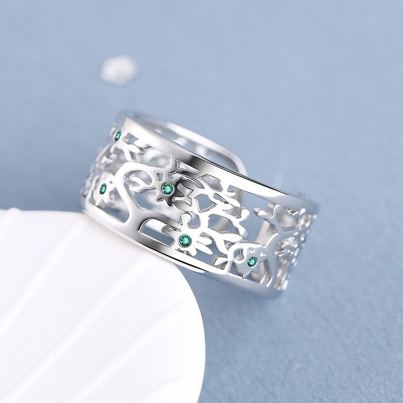 Diamond-encrusted Tree Of Life Ring For Men Women, Hollow Open Design, Fashionable And Unique_voghion.com