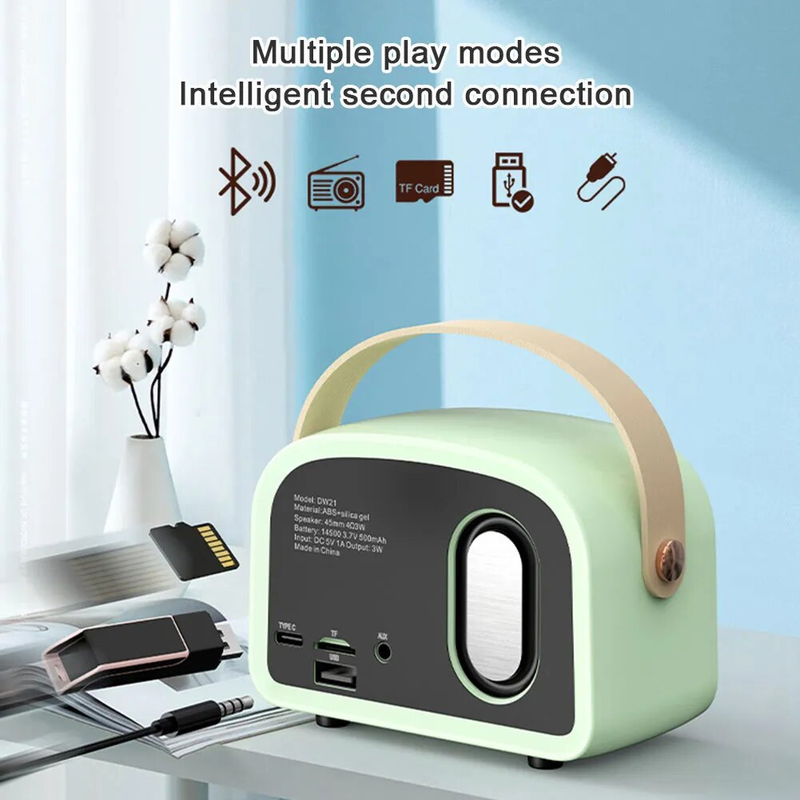 Mini Retro Bluetooth Portable Speaker With Radio , Outdoor Wireless Stereo, MP3 Player for iPhone Android Support TF_voghion.com