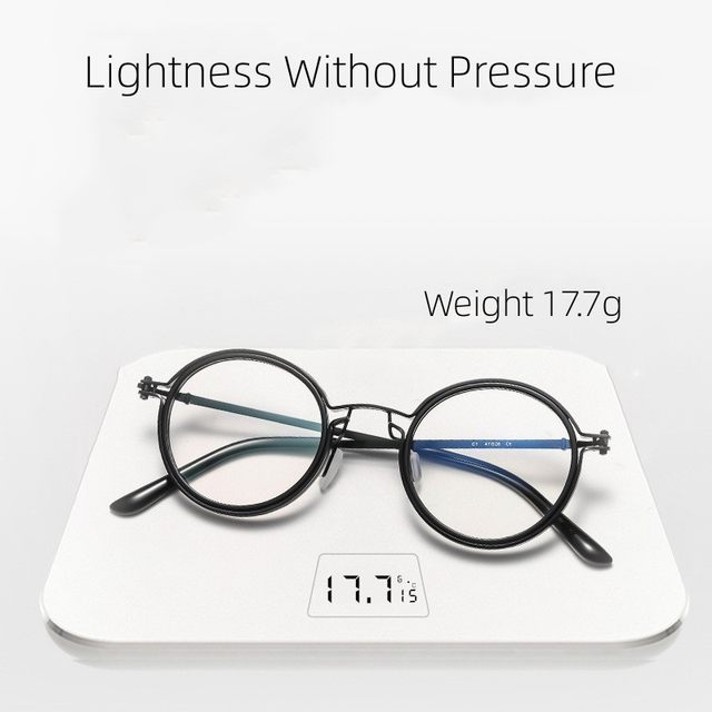 Lesebrille Herren Luxus Runder Rahmen Lupenbrille Klare Linse Anti Blaulicht Brille Männer Frauen Metall Lesebrille Neu_voghion.com