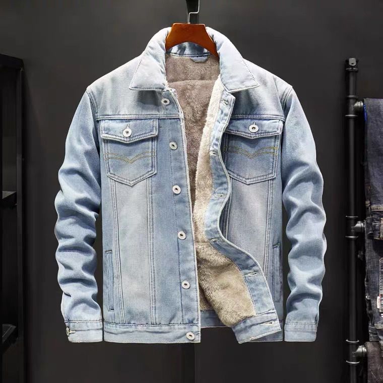 Chaqueta vaquera gruesa de lana de cordero para hombre, chaqueta informal de otoño, chaqueta térmica acolchada de algodón, talla grande_voghion.com