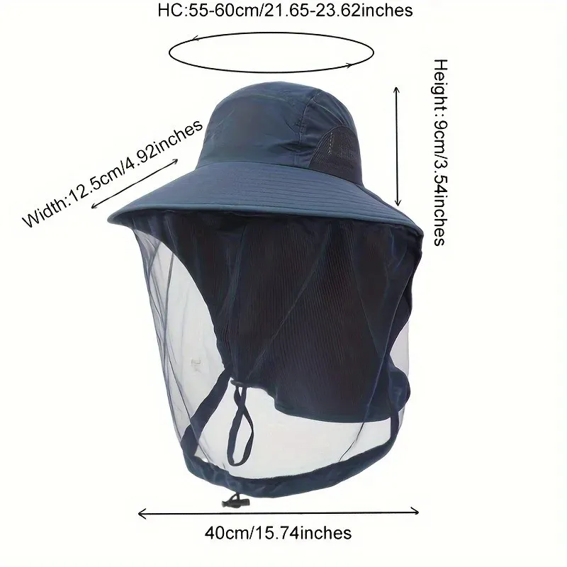 Offre spéciale 1pc seau avec filet anti-moustique d'été en maille pour randonnée en plein air jardinage chapeau de pêche protection solaire parapluie_voghion.com