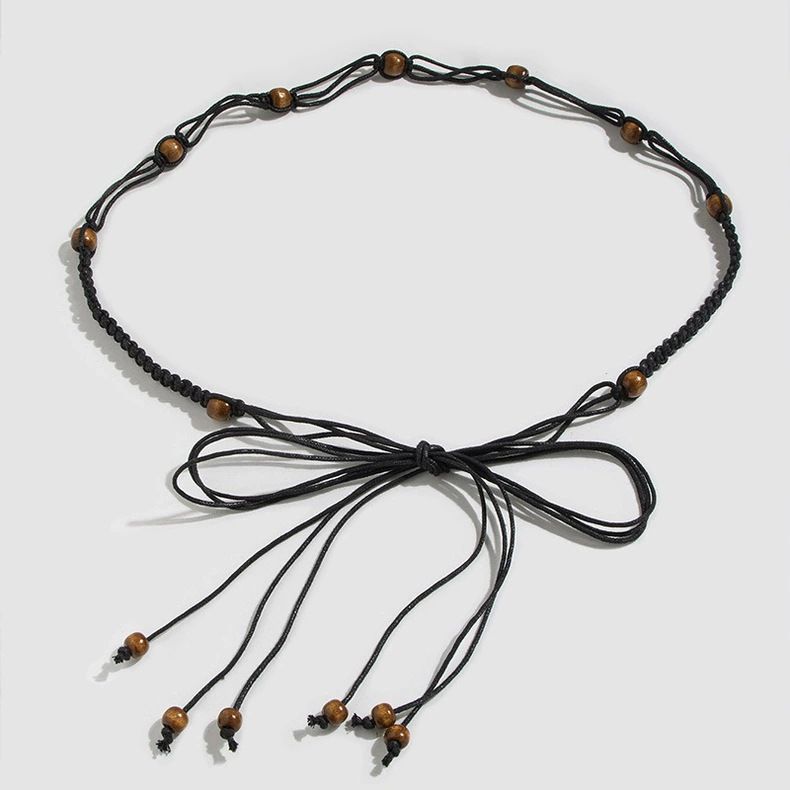 Cintura bohémien con catena intrecciata, accessorio per donna, stile etnico, con cintura estiva, casual, versatile_voghion.com
