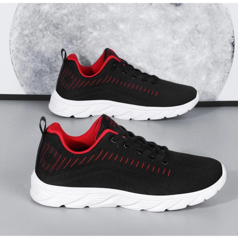 Zapatillas de deporte de punto con cordones de moda para hombre, calzado informal para correr, caminar, hacer ejercicio al aire libre_voghion.com