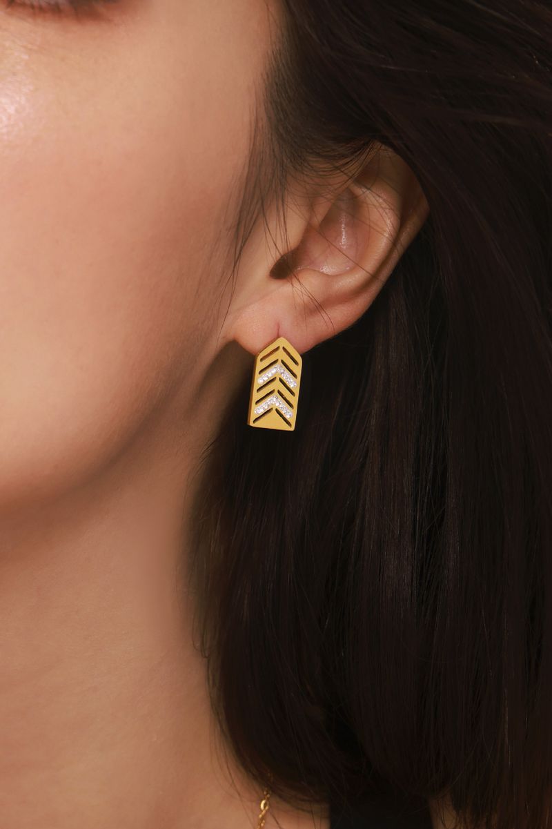 Orecchini Fangtang alla moda e personalizzati con zirconi cavi geometrici intarsiati, realizzati in acciaio inossidabile che non sbiadiscono e hanno un aspetto di alta qualità._voghion.com