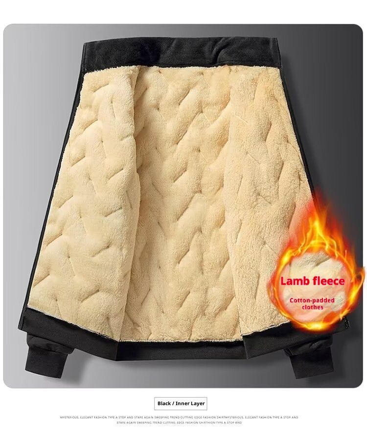 QFV507045555501<2 Plus Size Ultrasonic Lamb Wool Men, Warm Fleece-Lined Thickened Coat, Casual Loose Outerwear, Cotton Padded Jacket For_voghion.com