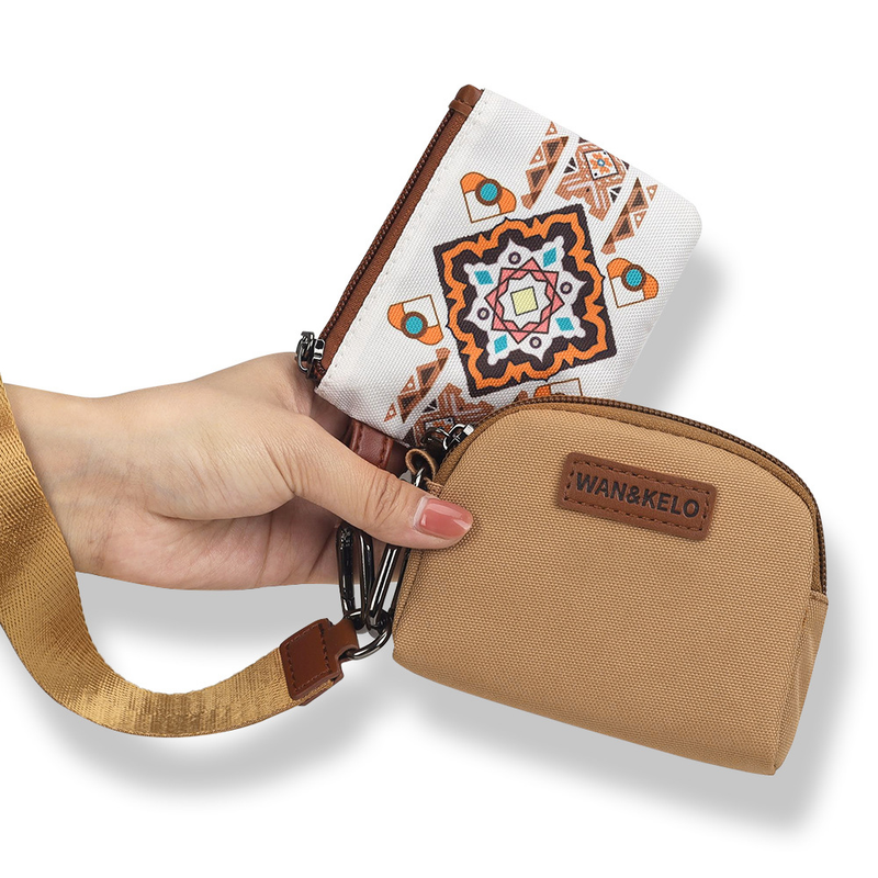 Bolso bandolera estilo bohemio Lulu para llaves: minibolso vintage con estampado floral y geométrico para mujer, impermeable y duradero._voghion.com
