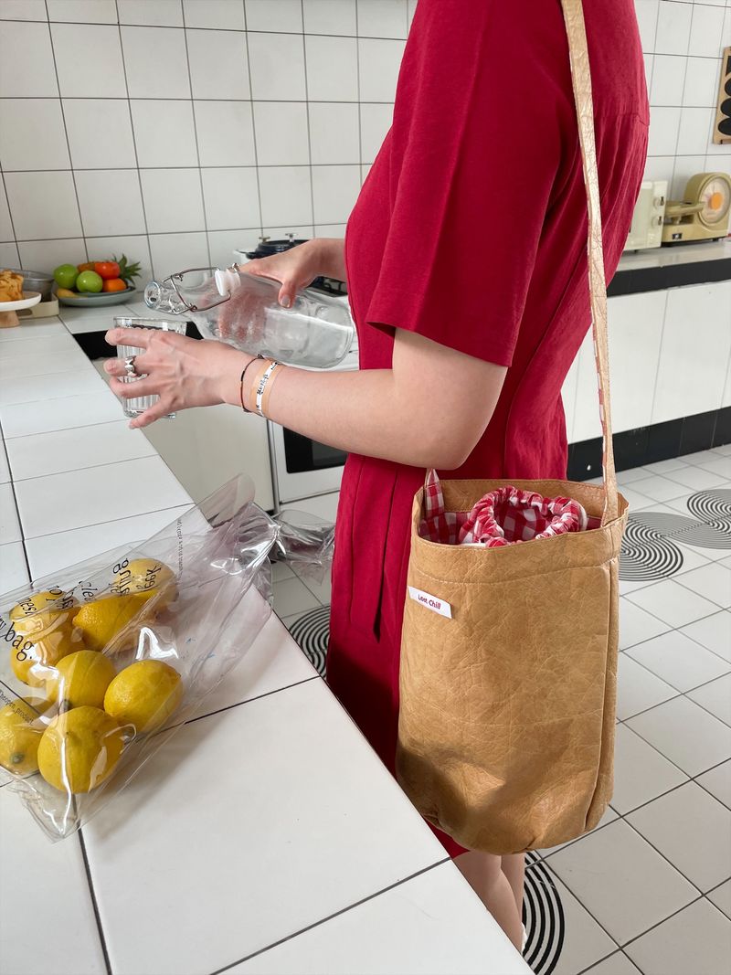 Lost Chill - Borsa a tracolla casual da esterno con motivo scozzese pastorale, modello secchiello Tyvek in carta da imballaggio marrone retrò originale_voghion.com