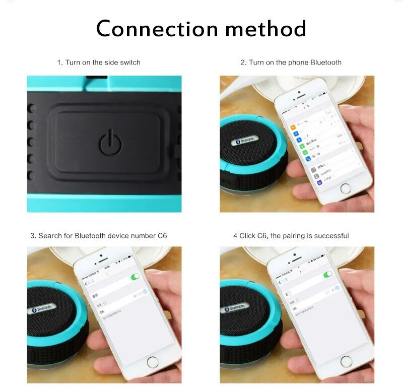 Bluetooth-compatible Speaker Big Suction Cup Bluetooth Stereo Outdoor Sports Mini TF Subwoofer Portable Waterproof_voghion.com