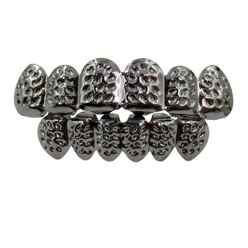 Hot Selling Hip Hop Braces Gold Plated Carved Pattern Gold Braces Halloween Teeth Grill Props_voghion.com
