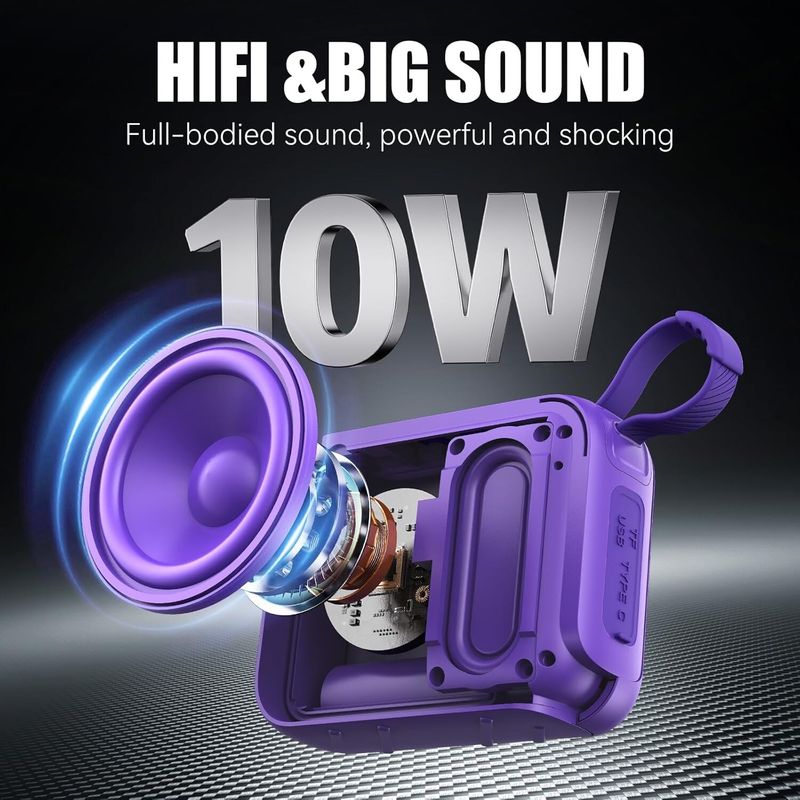 Enceinte Bluetooth 10 W sans fil, étanche, TWS, RGB, autonomie 12 h, portable_voghion.com