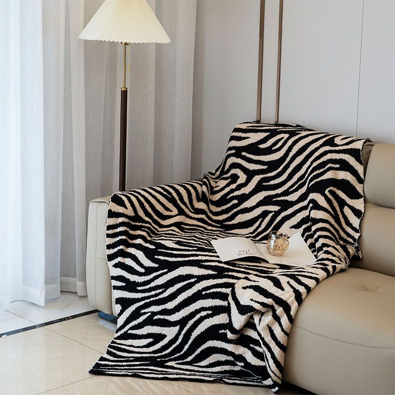 Zebra-Print Sofa Überwurf Halbsamt Büro Nickerchen Dekorative Decke_voghion.com
