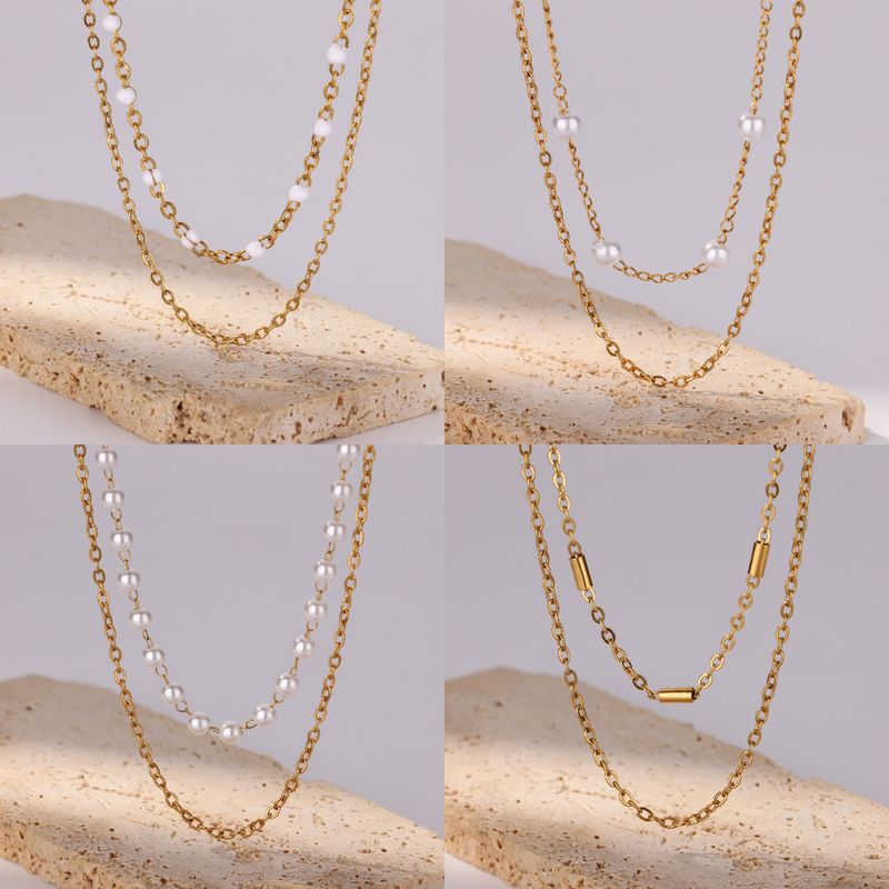 Edelstahl Mehrschichtige Mode Kubanische Kette Halskette Wasserdicht Nicht verblassend Schmuck Weihnachtsgeschenk_voghion.com