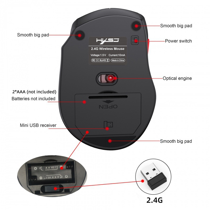 New 2.4G Wireless 6-button Sound Office Mouse, Ergonomic Grip_voghion.com