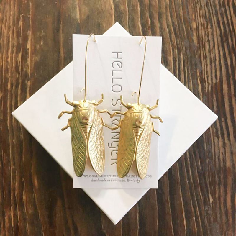 Ohrringe heiß-verkauf mode neue produkte Insekt goldene zikade ohrringe handgemachte zikade ohrringe ohr haken_voghion.com