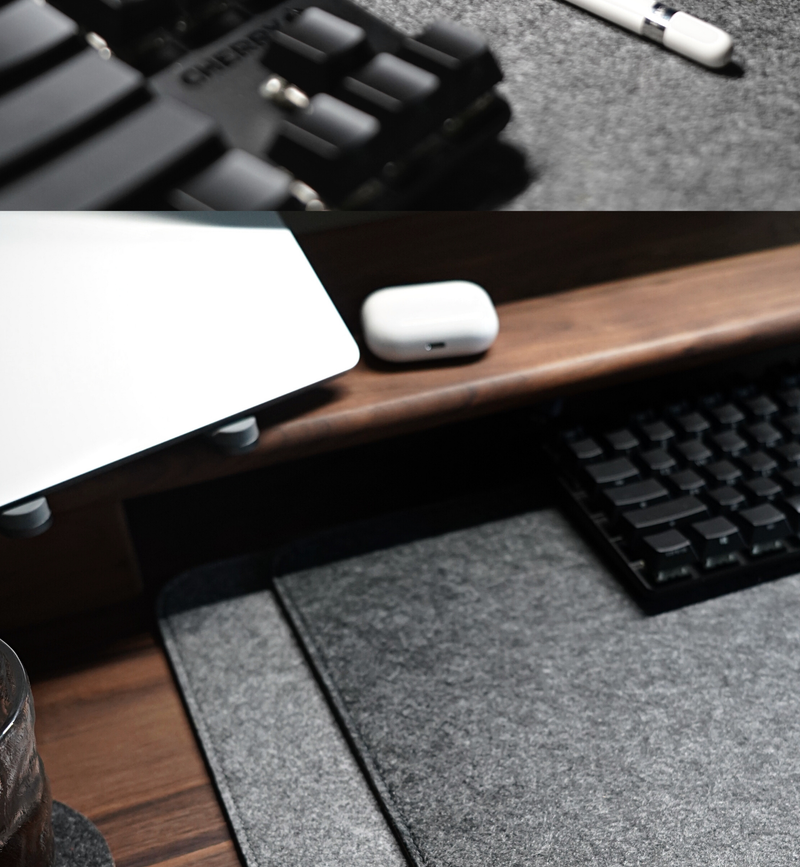 Gwang Felt Cork Black Gray Extra Large Mouse Pad_voghion.com