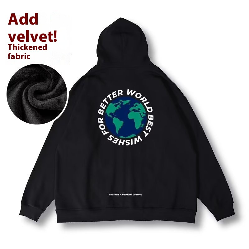 Oversize autumn winter loose and oversized hooded plush zippered cardigan, chubby hoodie, men's trendy jacket_voghion.com