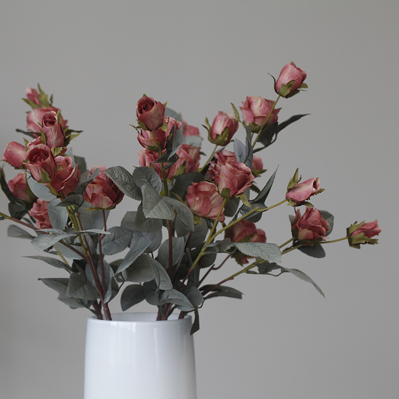 Amerikanesch Europäesch Retro Land 7 Rosen Kënschtlech Blummen Seideblummen Hochzäitsdekoratioun Heemdekoratioun Blummen Kënschtlech Blummen_voghion.com