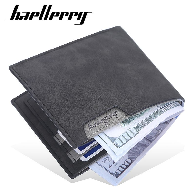 BAELLERRY Neue kurze Herrenbrieftasche mit mehreren Karten, offene Brieftasche aus mattiertem Leder, Jugendkartentasche für Männer_voghion.com