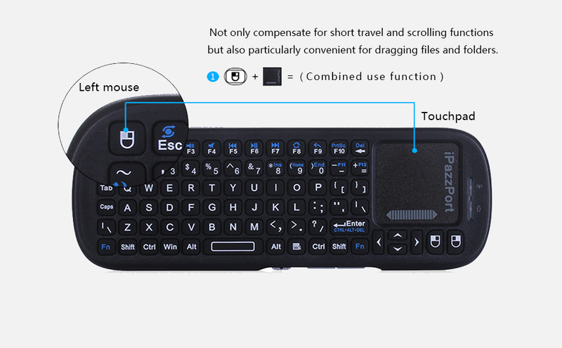 ippazport Mini Bluetooth & 2.4GHz Wireless Keyboard With Touchpad Mouse Combo For Android TV Box/PC/Tablet/PS4/Raspberry_voghion.com