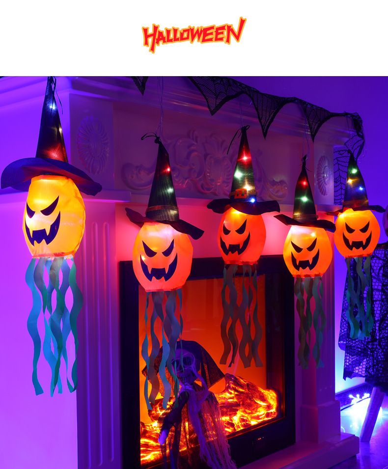 Solar-Powered Halloween Decorations - 5-Piece Witch String Lights For Outdoor, Porch, Fence, Waterproof & Energy-Efficient Spooky Party Decor_voghion.com