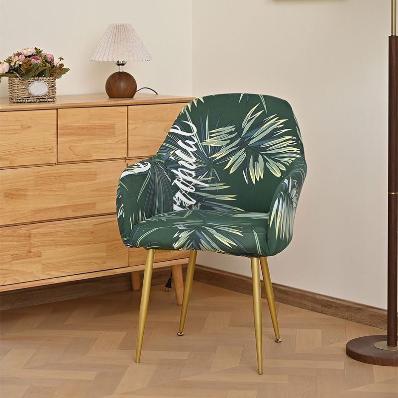 Arc Shaped Printed Milky Silky Stretch Chair Cover Four Seasons Universal Dining Table Arc Chair Cover_voghion.com