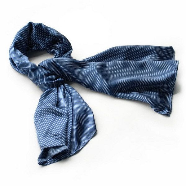 Blando Dark Blue Small Cute Dot Design Campus Style Silk Scarf/Wrap/Shawl(Small)_voghion.com