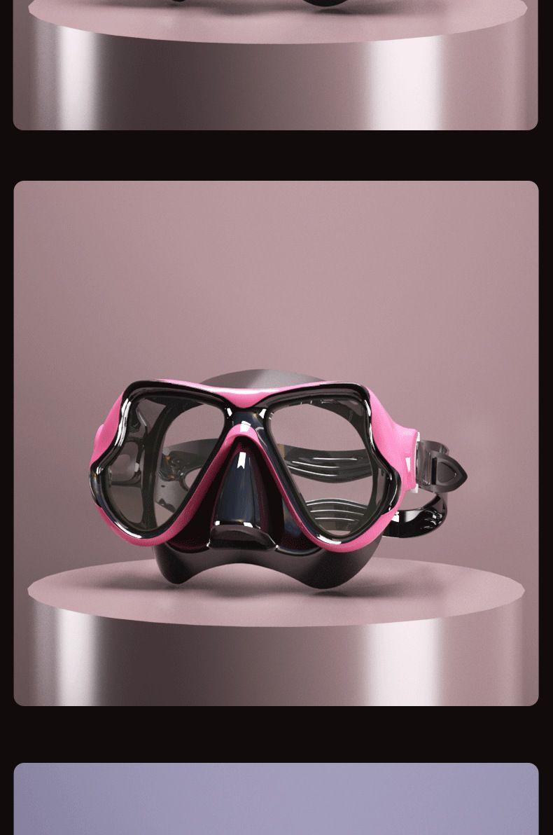 HD-Taucherbrille aus gehärtetem Glas. Komplett trockenes Schnorchelset mit flacher Maske_voghion.com