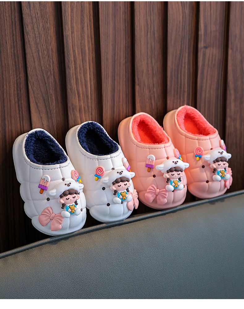 Pantofole per bambini foderate in pile per mamma e bambini - Pantofole invernali antiscivolo per bambini piccoli e ragazzi (da 1 a 11 anni) - Impermeabili e calde per interni ed esterni_voghion.com