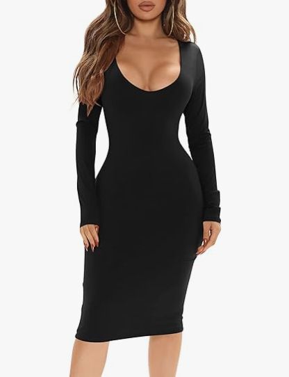 Summer Solid Color Standing Hanging Neck Long Knitted Mid Waist Air Bag Hip Dress For Women_voghion.com