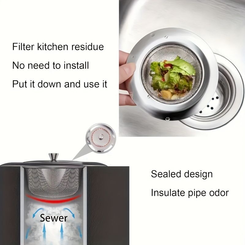 1 stück 304 Edelstahl Spülbeckenfilter Hochleistungsrostbeständiges Mesh-Ablaufsieb Einfach Sauberes Design Für Küche Home140_voghion.com