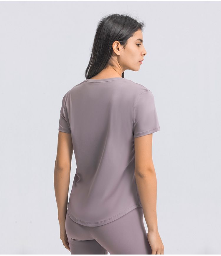 Tricou nou pentru alergare de vară pentru femei, top simplu și largi pentru yoga cu mâneci scurte, îmbrăcăminte sport ușoară și respirabilă pentru alergare și fitness_voghion.com