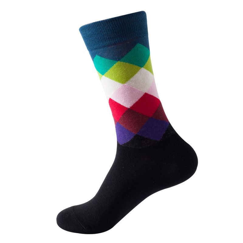 10 Pairs Of Stylish, Casual Socks For Both Men And Women Ins Style Mid-Calf For Women With Diamond Pattern, Fashionable Trendy Unisex Men's Socks_voghion.com