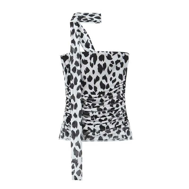 Conjunto de saia e top tubinho de seda com estampa animal para mulheres, primavera de 2025_voghion.com
