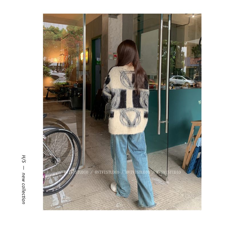 HVIVI Lazy Style Strickjacke Pullover Jacke Damen, verdicktes Nischendesign Sinn, kleines Oberteil für Herbst und Winter_voghion.com