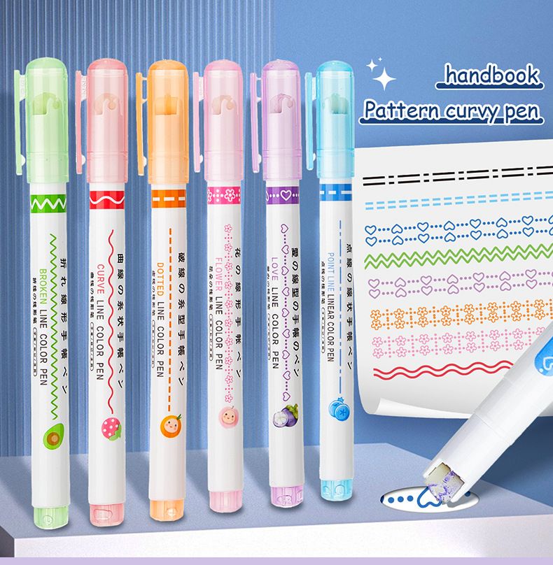8-Color Dual-Tip Quick-Dry Creative Drawing Pens For Kids & Adults - Floral & Heart Outline Markers For Sketching, Journaling, And DIY Crafts_voghion.com