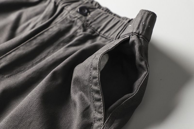 Stile di abbigliamento maschile, tuta casual dritta da uomo con tasche multiple, pantaloni comodi in puro cotone Chaobai Tower, pantaloni elastici_voghion.com