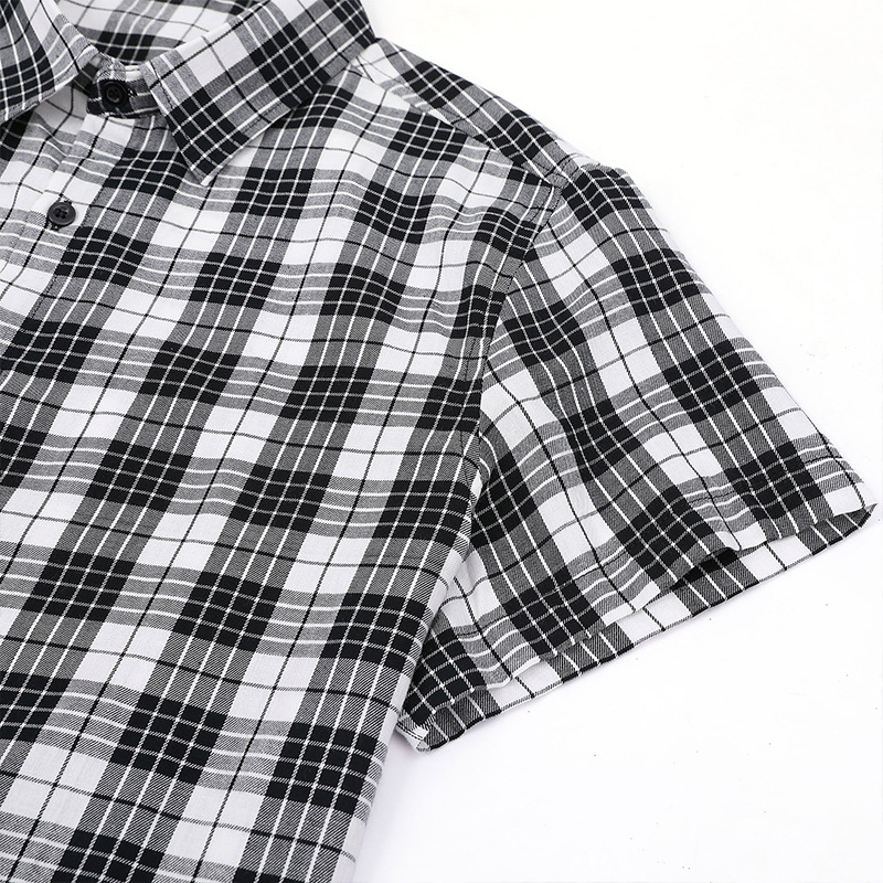 Camicie hawaiane casual da uomo transfrontaliere camicie a maniche corte da uomo del commercio estero camicie da uomo all'ingrosso camicie a quadri europee e americane_voghion.com