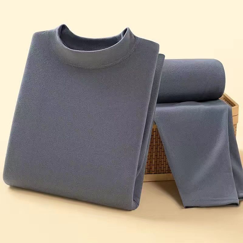 Dubbelzijdig Duits fluwelen halfhoge hals basisshirt voor heren en winter lange mouwen t-shirt met strakke pasvorm effen kleur_voghion.com