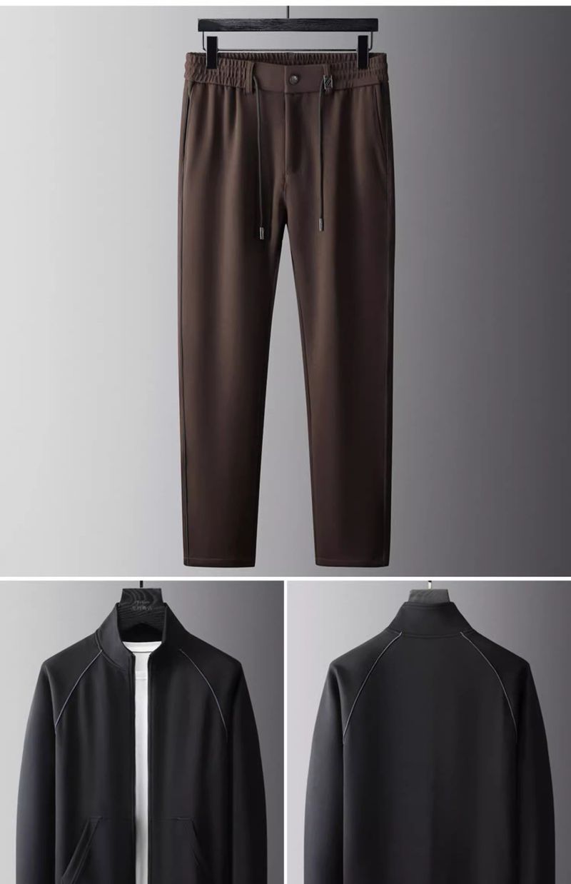 Ensemble deux pièces automne-hiver haut de gamme, veste élastique légère et luxueuse, style décontracté et sportif, manches longues, col montant_voghion.com