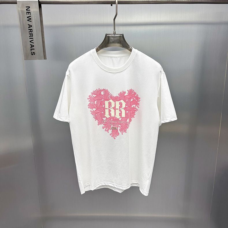 T-shirt da uomo eleganti, in silicone tridimensionale, a maniche corte, larghe, a forma di cuore, stile street fashion, per coppie, BACNF2276_voghion.com