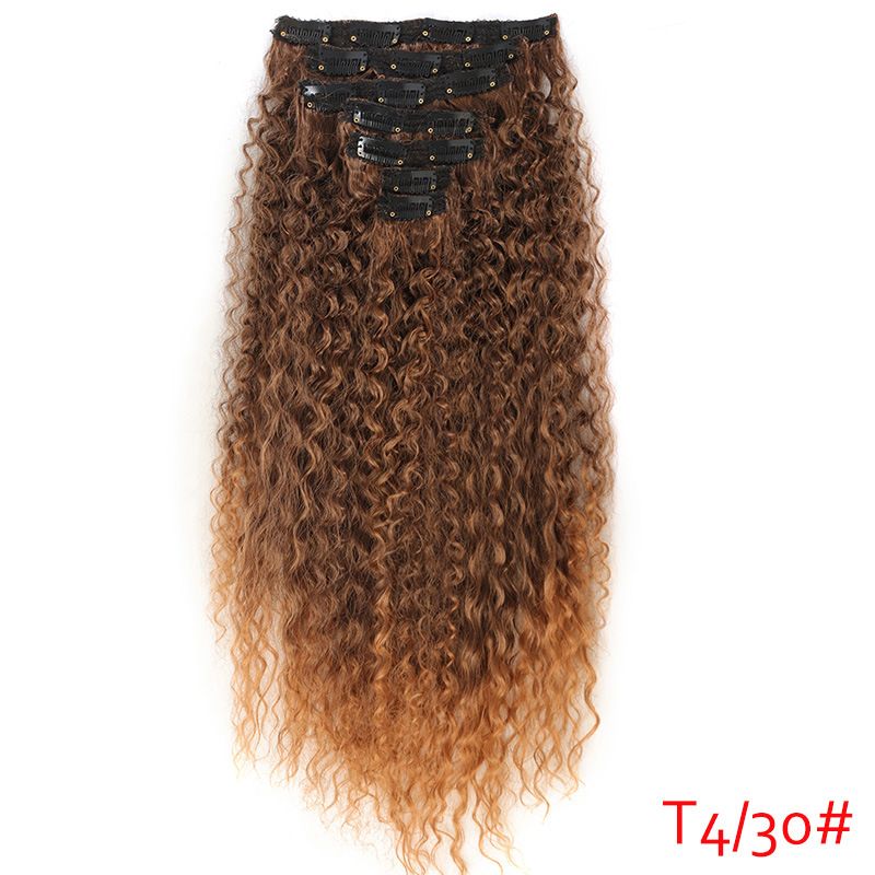 Synthetische haarverlengingen pruik stuk 50cm140g Haarverlengingen Krulclip Dames krullen haarverlengingen 7-delige set_voghion.com