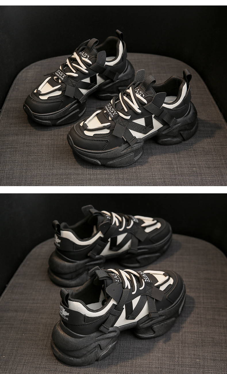 2023 Spring New Korean Version of Daddy Shoes Female Ins Student Casual Shoes female thick bottom increased running shoes CQ-51_voghion.com