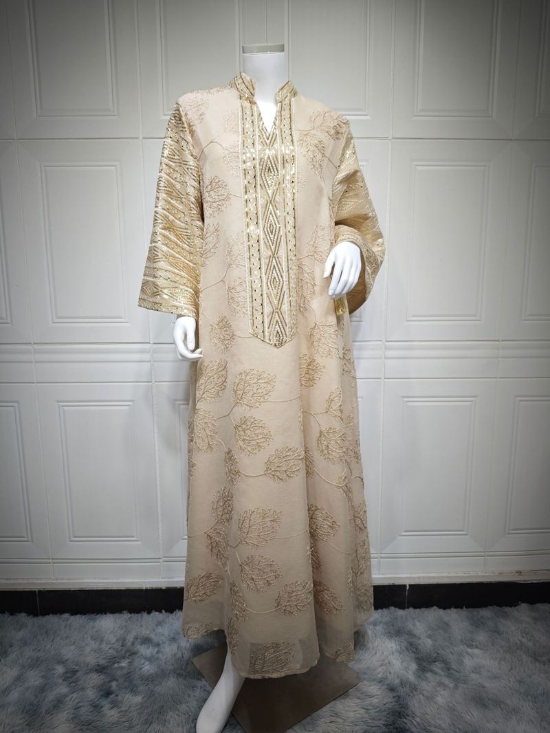 Verve AB423 Muslimische bestickte Pailletten-Abaya in Übergröße für Damen, neuer Stil_voghion.com