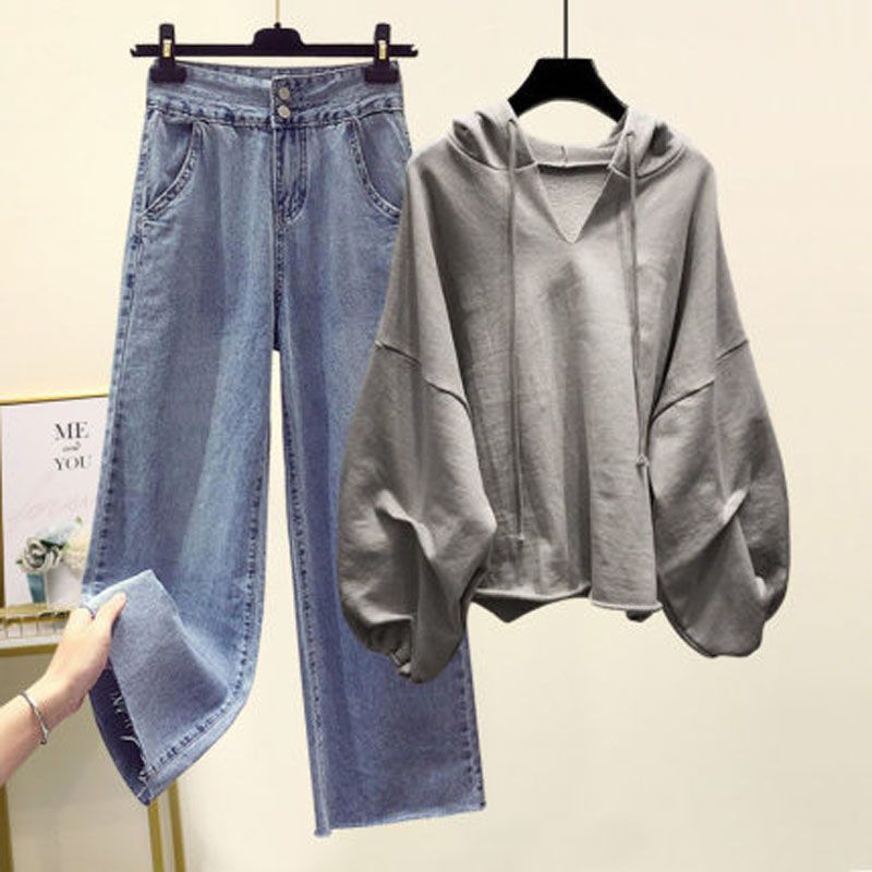 Damenbekleidung: Altersreduzierender und schlankmachender Disco-Street-Anzug für Damen, trendige Hose mit weitem Bein von Internet-Prominenten, modischer zweiteiliger Anzug_voghion.com