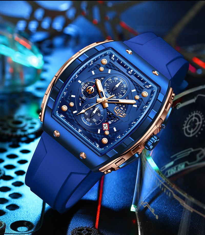 Men's Sporty Quartz Watch With Triple Subdials, Date Display, And Luminous Hands, Durable Silicone Strap, 30M Water Resistant For Outdoor Activities_voghion.com