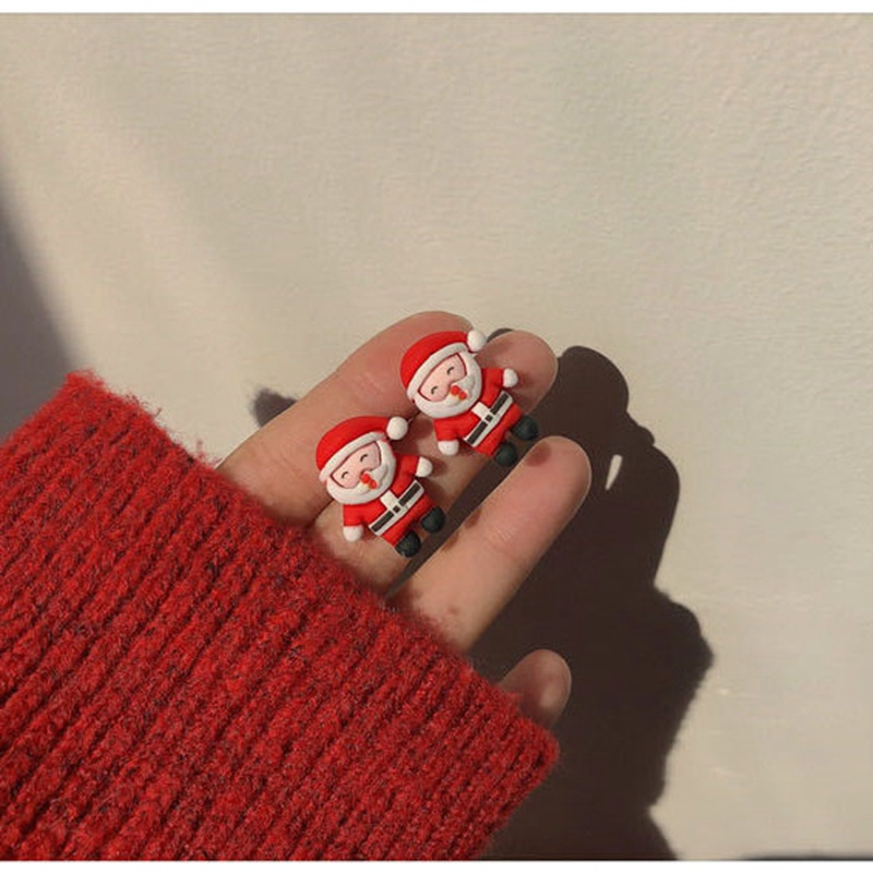 Boucles d'oreilles de noël en résine, jolies boucles d'oreilles de bonhomme de neige de dessin animé, père noël, nouvel an, bijoux cadeau de noël_voghion.com
