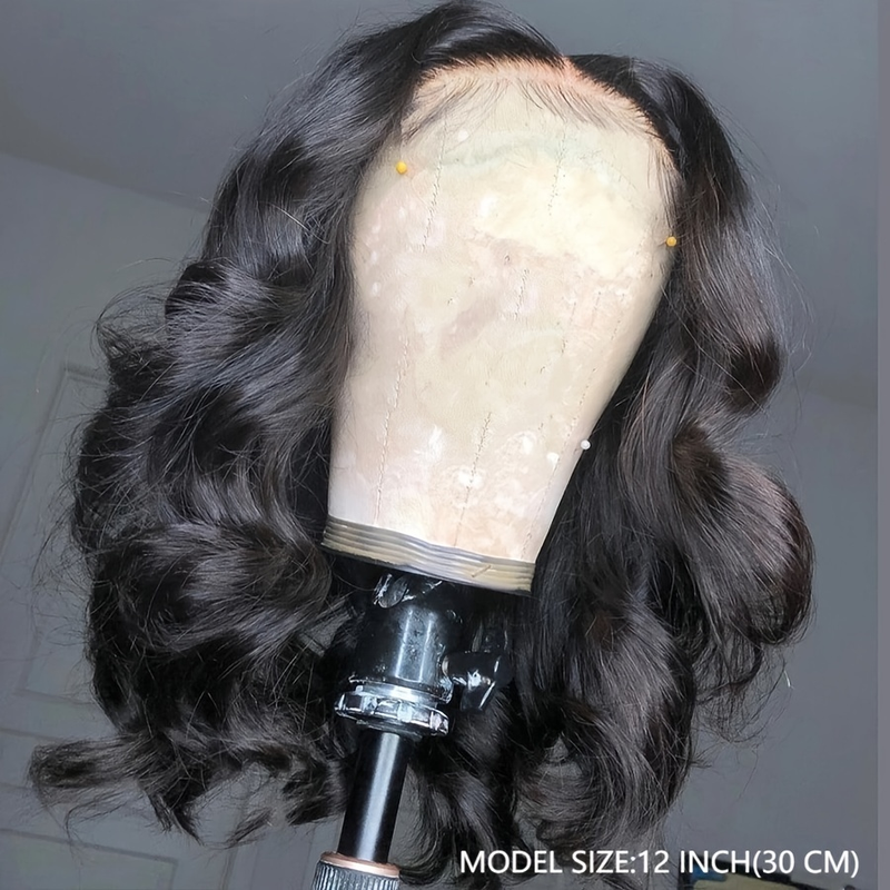 Corps court en dentelle 4*4, noir naturel, respirant, non étouffant, non emmêlé, perruque de cheveux humains_voghion.com